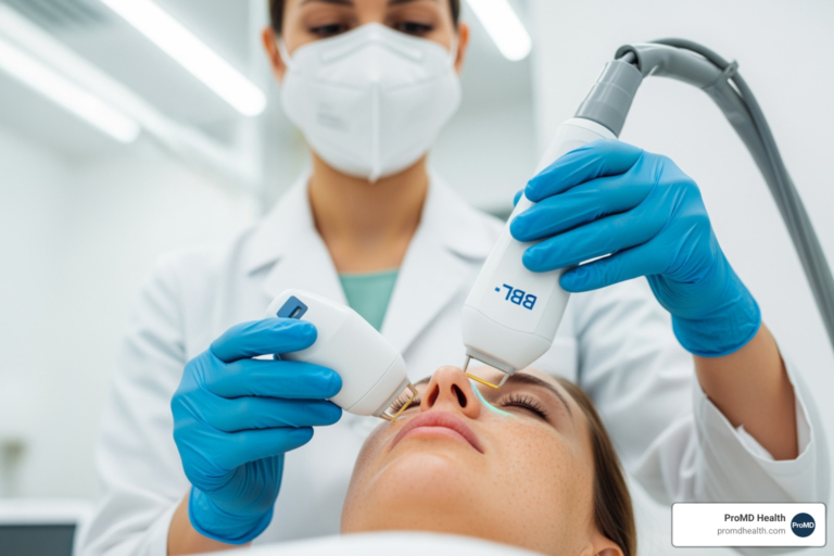 faceless provider administering BBL treatment to patient - best bbl for sun spots provider