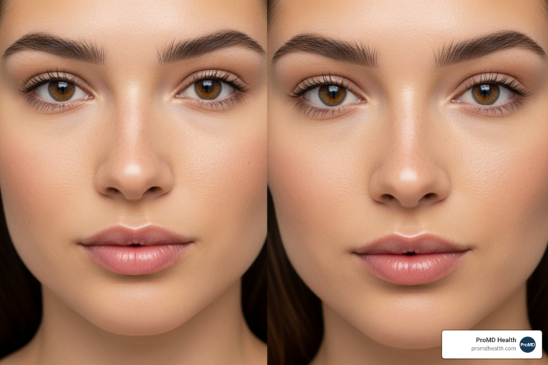 Patient showcasing subtle, natural lip flip results with a more defined upper lip border - botox lip flip near me